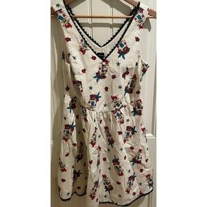 Disney Ariel Rockabilly Sailor Jerry Style Art White Black Lace Flare Dress L